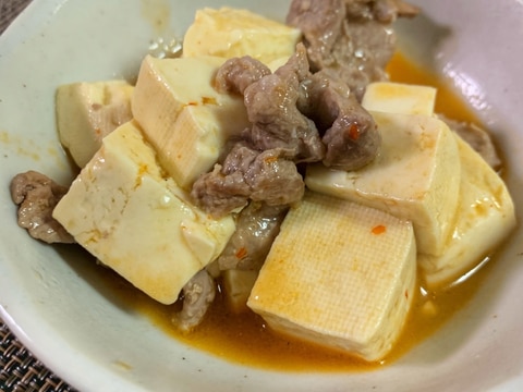 ピリ辛✨豚バラ肉と豆腐の肉豆腐♡